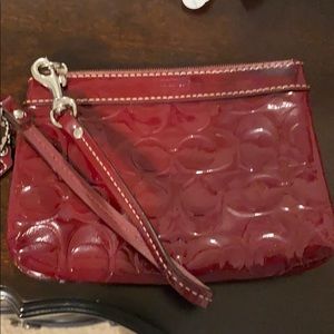 Deep Red Coach Wristlet